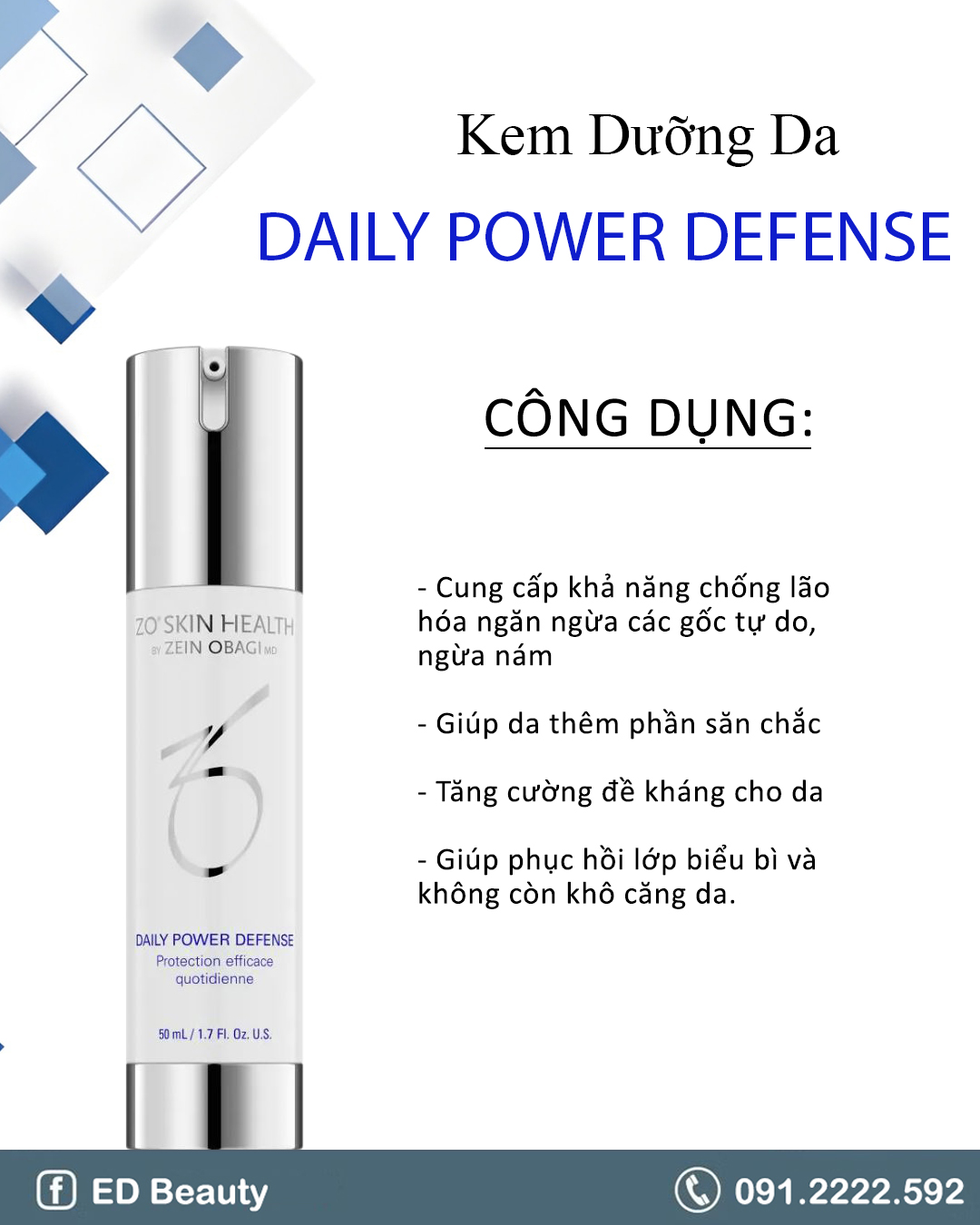 Kem dưỡng da Zo Daily Power Defense