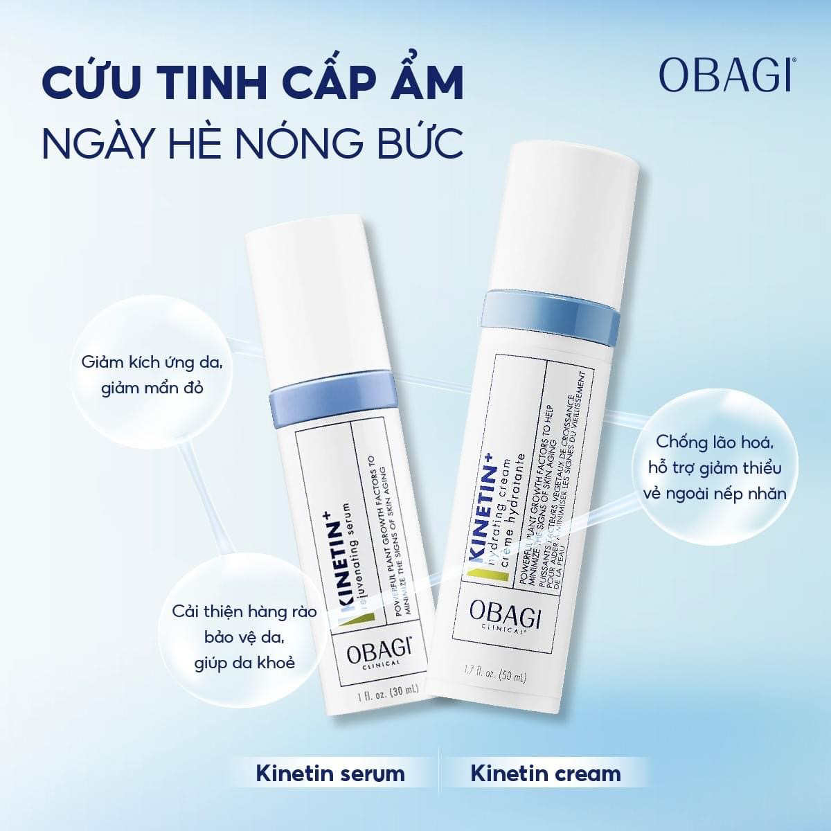 CẶP ĐÔI OBAGI PHỨC HỢP KINETIN - CỨU TINH DƯỠNG DA CẤP ẨM DA MÙA HÈ