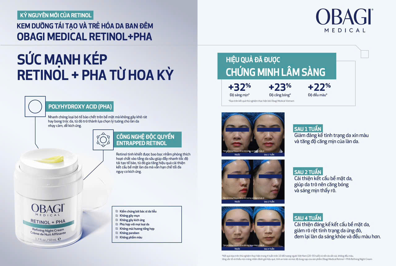 Sức mạnh kép Retinol + PHA từ Hoa Kỳ