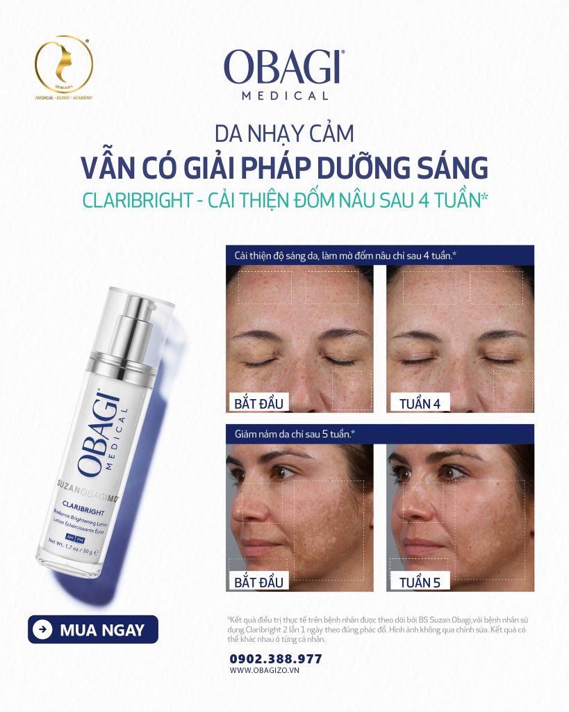 Hình: Trước và sau khi sử dụng Obagi Claribright