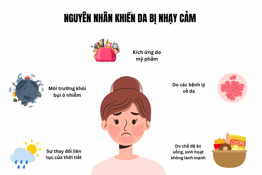 Hình: Nguyên nhân khiến da dễ lộ mao mạch