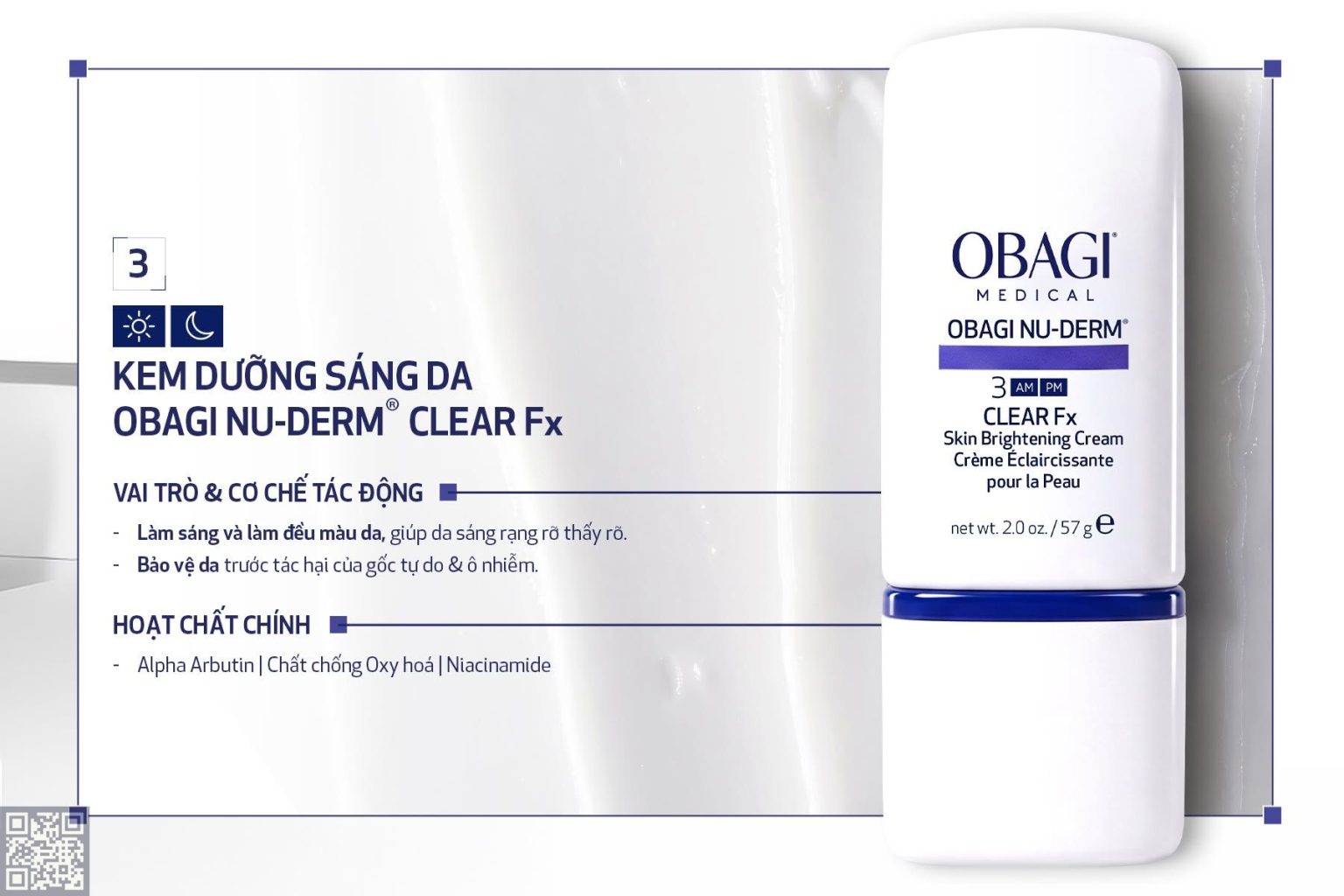 Bước 3: Dưỡng sáng với Obagi Nu-Derm® Clear Fx
